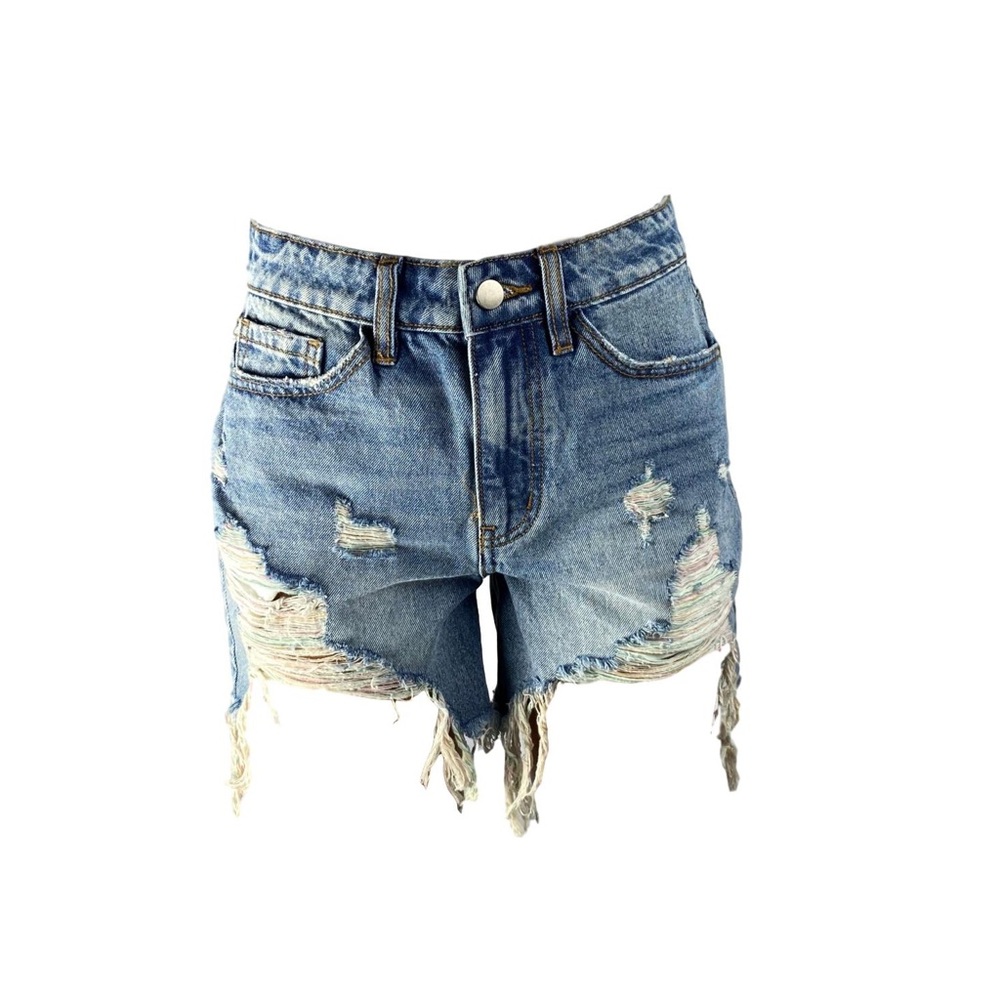 Ripped denim shorts